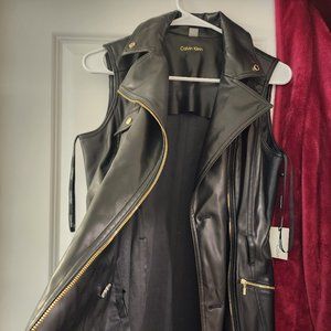 Calvin Klein Leather Moto Tank Dress-